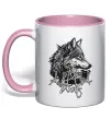 Чашка з кольоровою ручкою Alpha wolf Ніжно рожевий фото