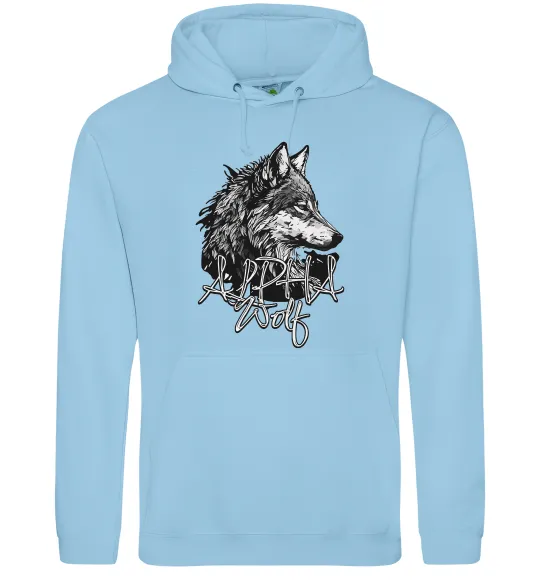 Мужская толстовка (худи) Alpha wolf Голубой фото
