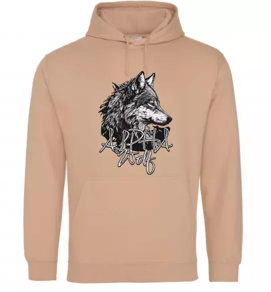 Женская толстовка (худи) Alpha wolf Песочный фото
