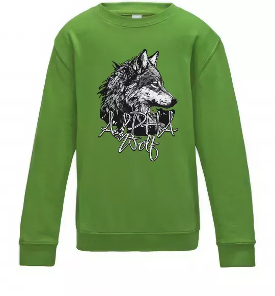 Дитячий світшот Alpha wolf Лаймовий фото