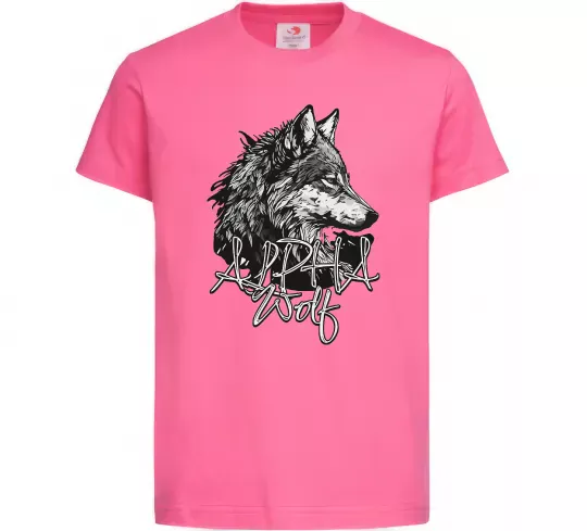 Дитяча футболка Alpha wolf Яскраво-рожевий фото