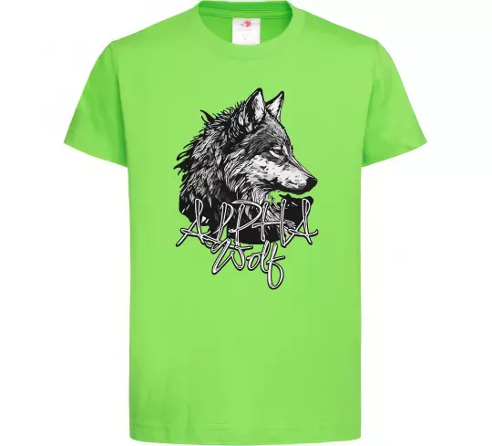 Дитяча футболка Alpha wolf Лаймовий фото