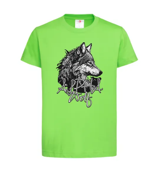 Дитяча футболка Alpha wolf Лаймовий фото