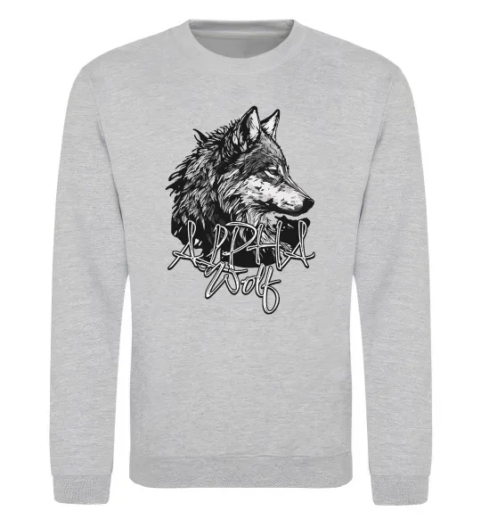 Свитшот Alpha wolf Серый меланж фото