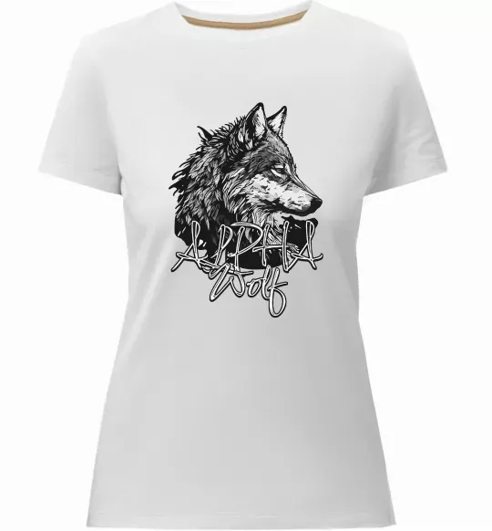Женская премиум футболка Alpha wolf Белый фото