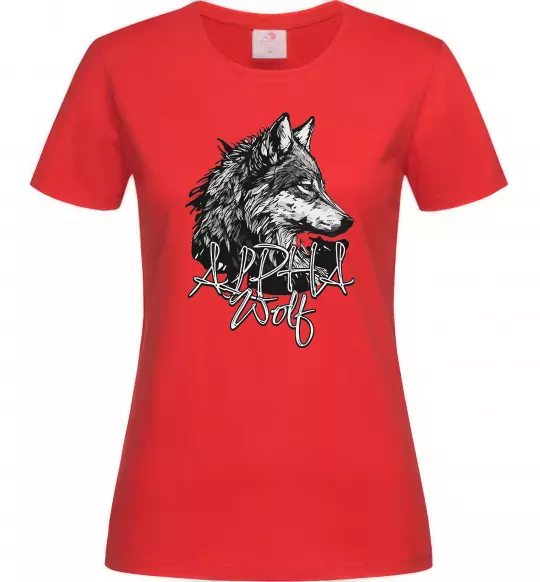 Женская футболка Alpha wolf Красный фото