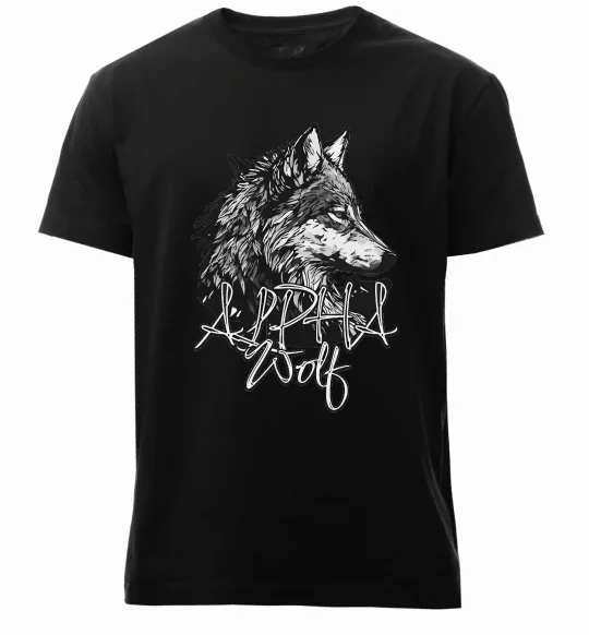 Мужская премиум футболка Alpha wolf Черный фото