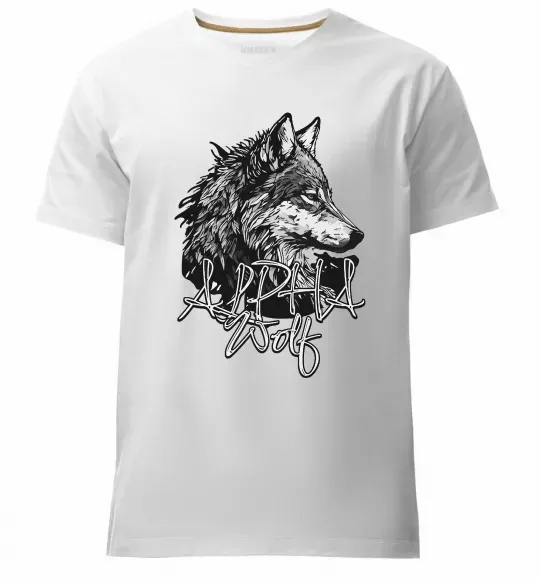 Мужская премиум футболка Alpha wolf Белый фото