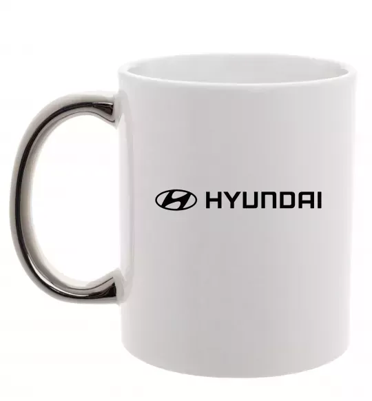 Чашка з кольоровою ручкою Hyundai logo та назва Срібло фото