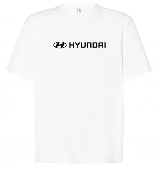 Футболка Оверсайз Hyundai logo та назва Білий фото