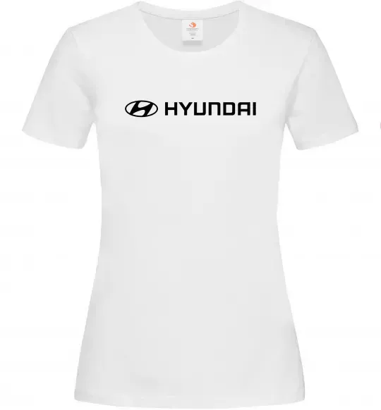 Жіноча футболка Hyundai logo та назва Білий фото