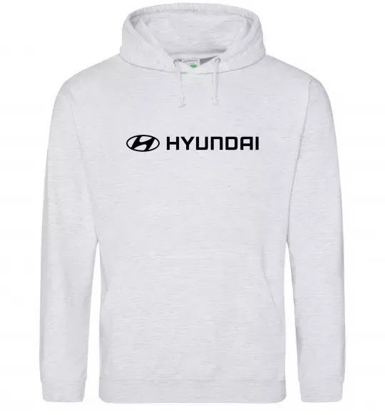 Жіноча толстовка (худі) Hyundai logo та назва Сірий меланж фото