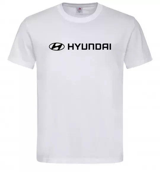 Чоловіча футболка Hyundai logo та назва Білий фото