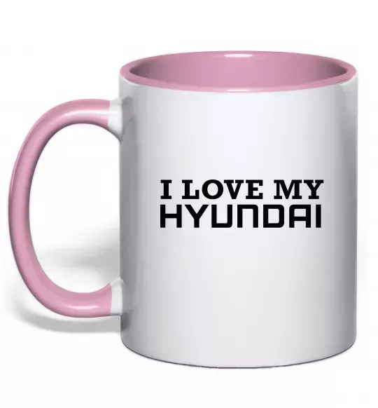 Чашка з кольоровою ручкою I love Hyundai Ніжно рожевий фото