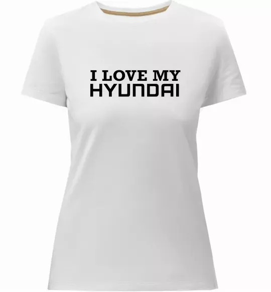 Жіноча преміум футболка I love Hyundai Білий фото