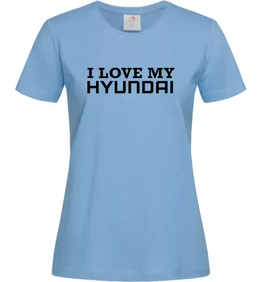 Жіноча футболка I love Hyundai Блакитний фото