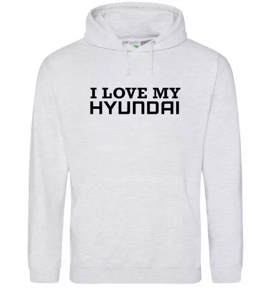 Чоловіча толстовка (худі) I love Hyundai Сірий меланж фото