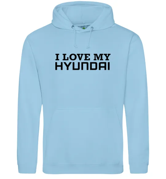 Мужская толстовка (худи) I love Hyundai Голубой фото