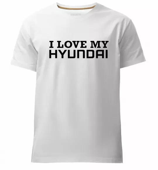 Чоловіча преміум футболка I love Hyundai Білий фото