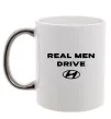 Чашка з кольоровою ручкою Real men drive Hyundai Срібло фото