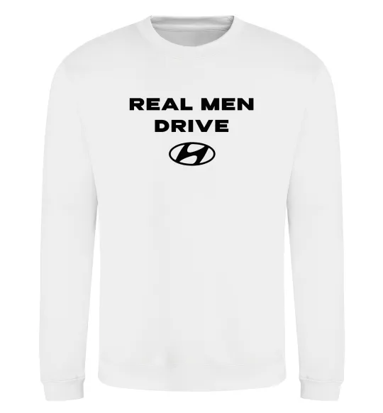Свитшот Real men drive Hyundai Белый фото