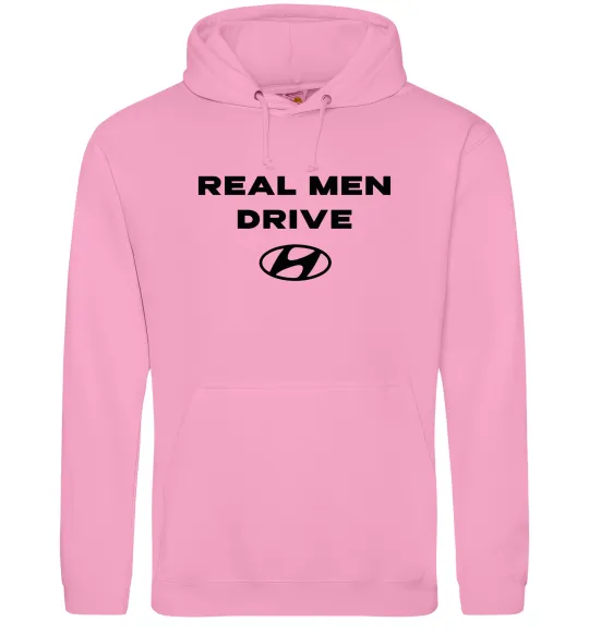 Мужская толстовка (худи) Real men drive Hyundai Розовый фото