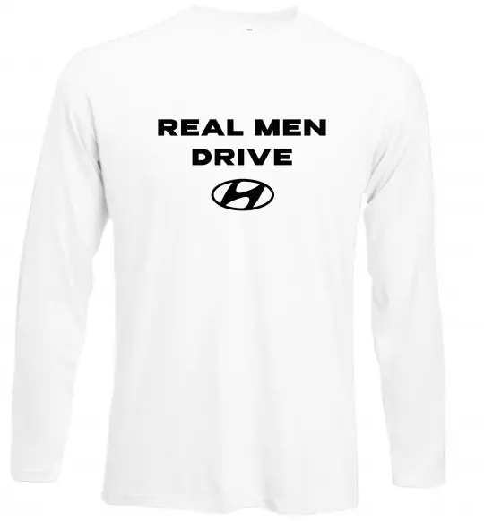 Лонгслив Real men drive Hyundai Белый фото