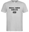 Чоловіча футболка Real men drive Hyundai Сірий фото
