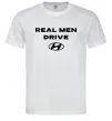 Чоловіча футболка Real men drive Hyundai Білий фото