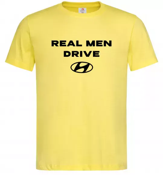 Чоловіча футболка Real men drive Hyundai Лимонний фото