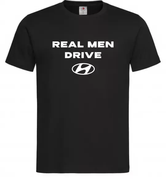 Чоловіча футболка Real men drive Hyundai Чорний фото