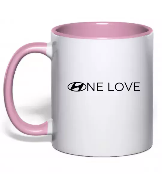 Чашка с цветной ручкой Hyundai one love Нежно розовый фото