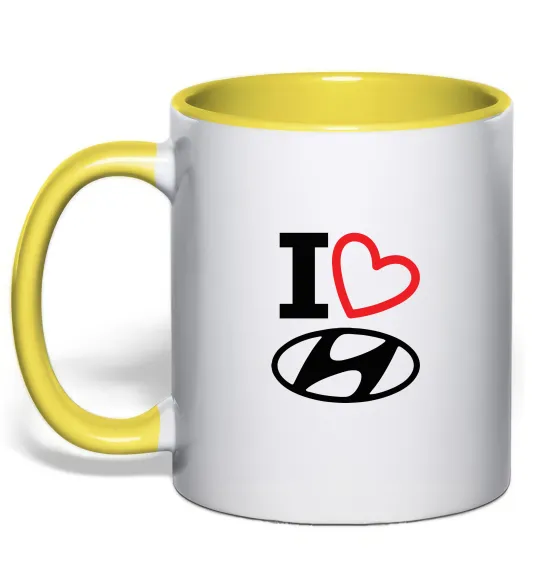 Чашка с цветной ручкой Hyundai heart Лимонный фото