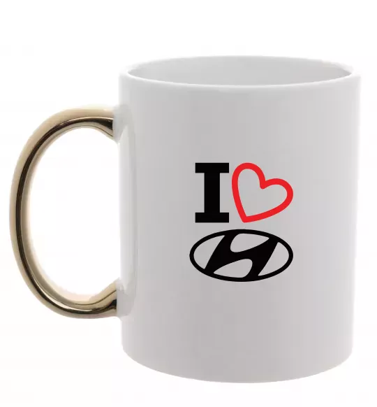 Чашка з кольоровою ручкою Hyundai heart Золото фото