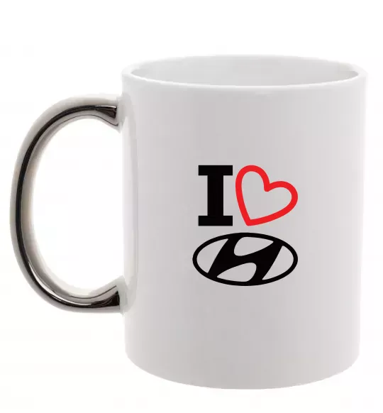 Чашка з кольоровою ручкою Hyundai heart Срібло фото