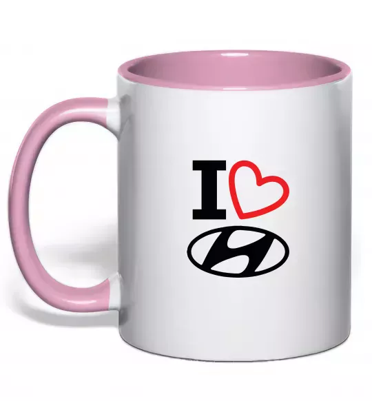 Чашка з кольоровою ручкою Hyundai heart Ніжно рожевий фото