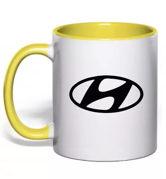 Чашка з кольоровою ручкою Hyundai logo Сонячно жовтий фото
