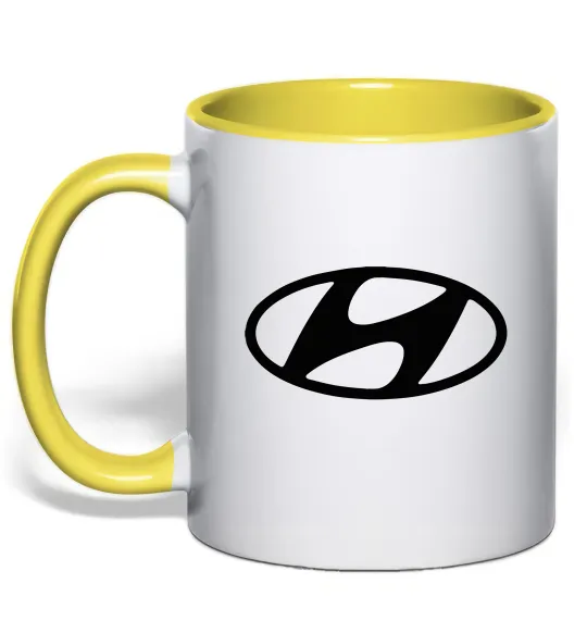 Чашка з кольоровою ручкою Hyundai logo Лимонний фото