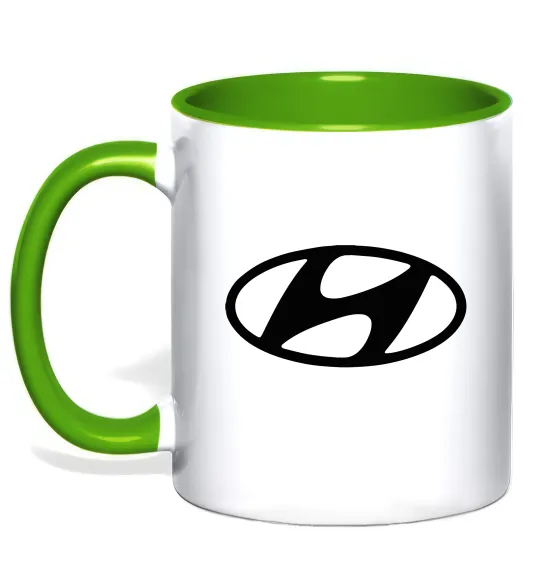 Чашка з кольоровою ручкою Hyundai logo Лаймовий фото
