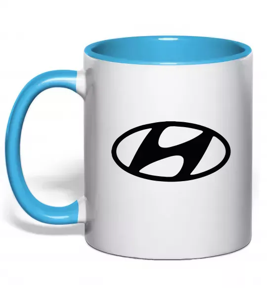 Чашка з кольоровою ручкою Hyundai logo Блакитний фото