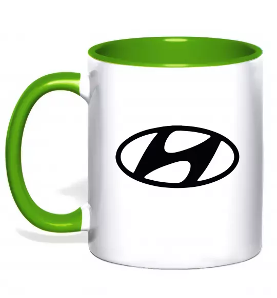 Чашка з кольоровою ручкою Hyundai logo Зелений фото