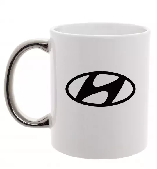 Чашка з кольоровою ручкою Hyundai logo Срібло фото