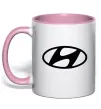 Чашка з кольоровою ручкою Hyundai logo Ніжно рожевий фото