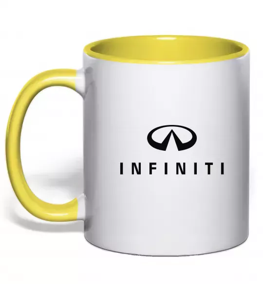 Чашка з кольоровою ручкою Infiniti logo та назва Сонячно жовтий фото