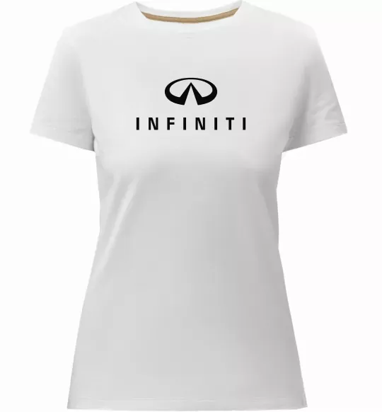 Женская премиум футболка Infiniti logo та назва Белый фото