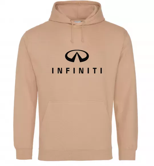 Мужская толстовка (худи) Infiniti logo та назва Песочный фото