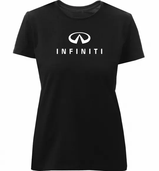 Женская премиум футболка Infiniti logo та назва Черный фото