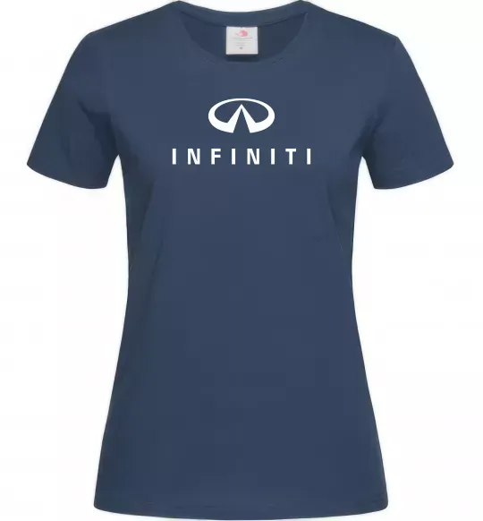 Женская футболка Infiniti logo та назва Темно-синий фото