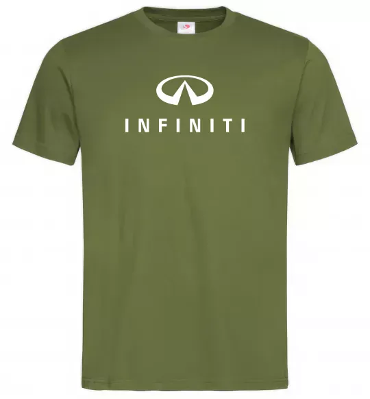 Мужская футболка Infiniti logo та назва Оливковый фото