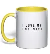 Чашка с цветной ручкой I love my Infiniti Лимонный фото
